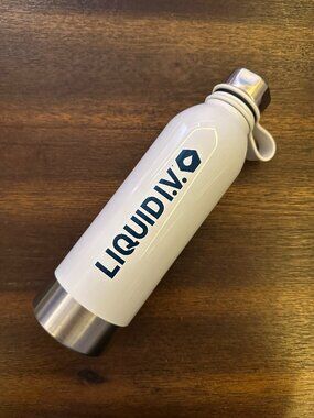 NEW Liquid IV Stainless Steel Sports Water Bottle Twist Cap Metal White 25oz